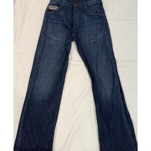 Energie Sixty Italy Y2k Button Straight Jeans Mens 32x32 Blue Denim Distressed